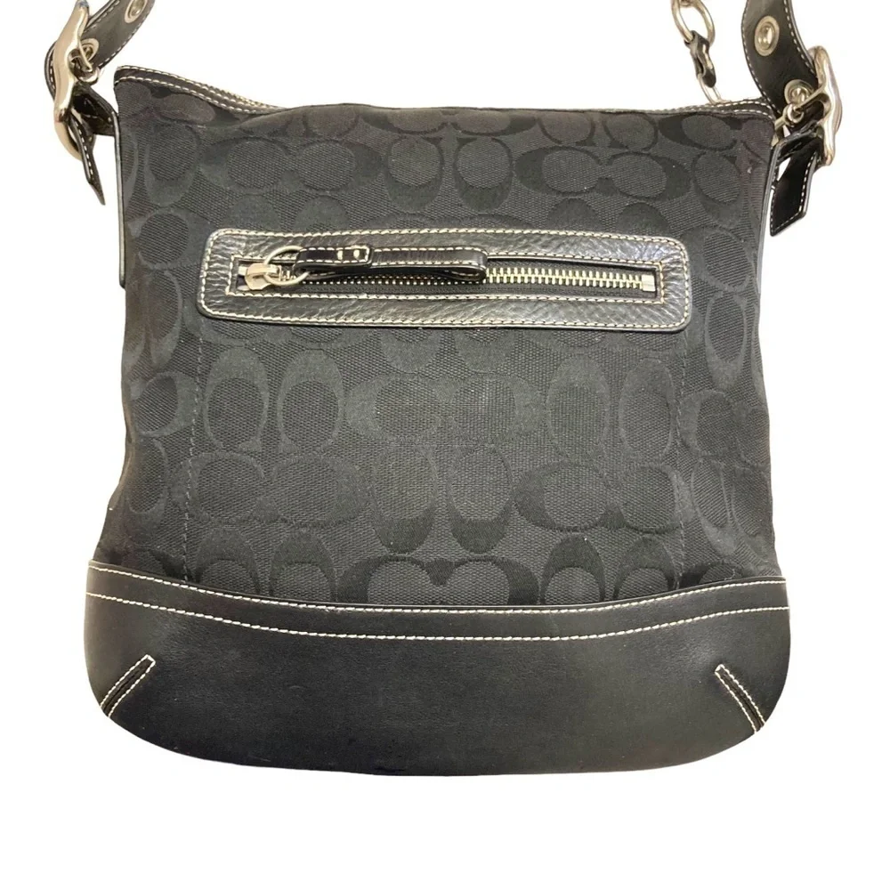 Coach 9362 black Signature Leather Slim Crossbody Shoulder Bag